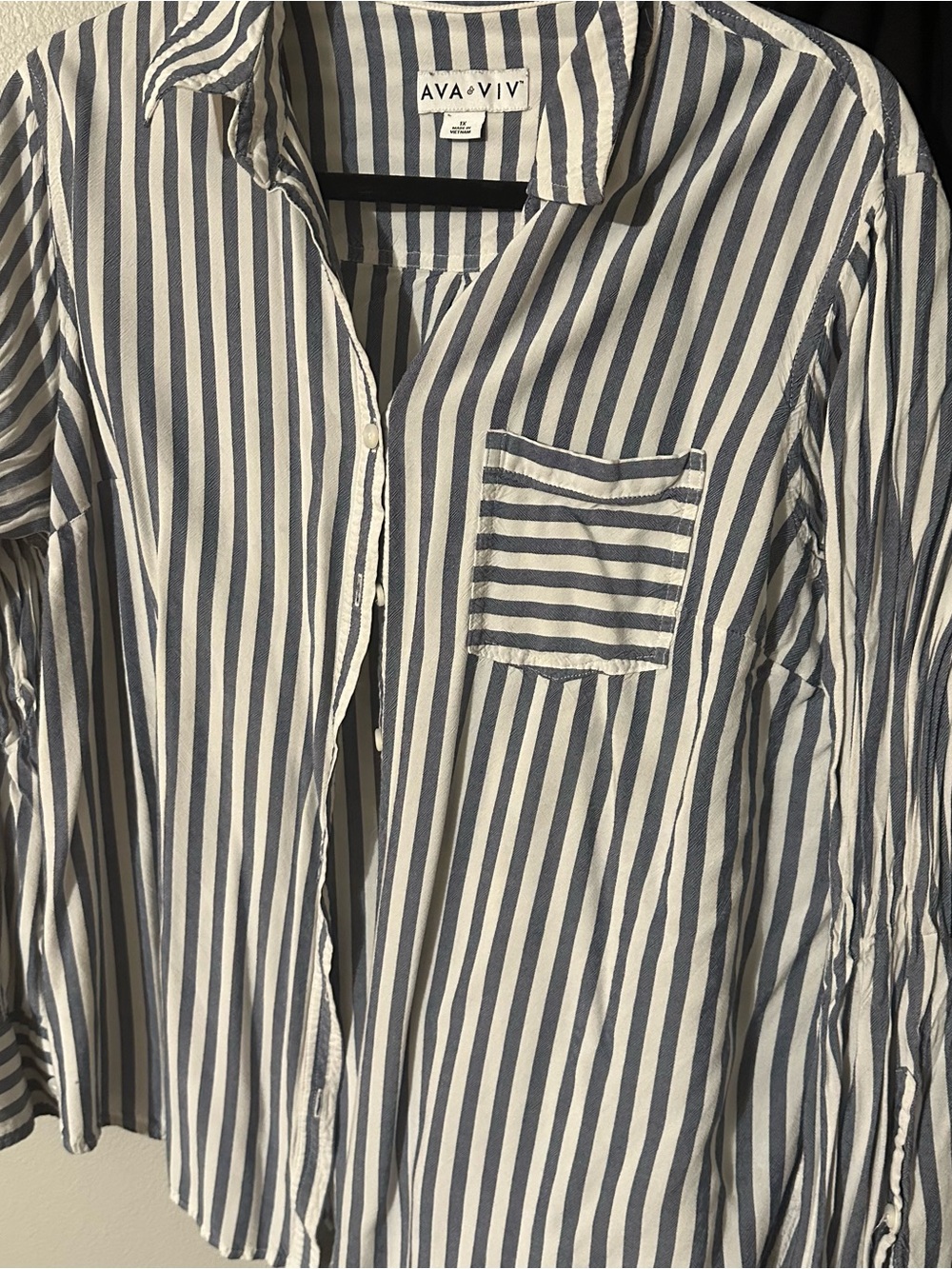 Ava & Viv Blue and White Striped Button-Up Shirt